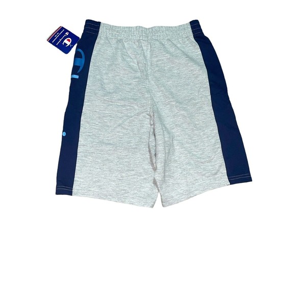 Champion Big Boys Short Ft Panel Active Side Pockets Gray Blue Logo SZ L  New - Picture 3 of 8
